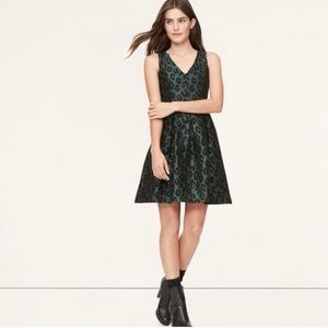 Ann Taylor LOFT Leopard Jacquard Flare Dress